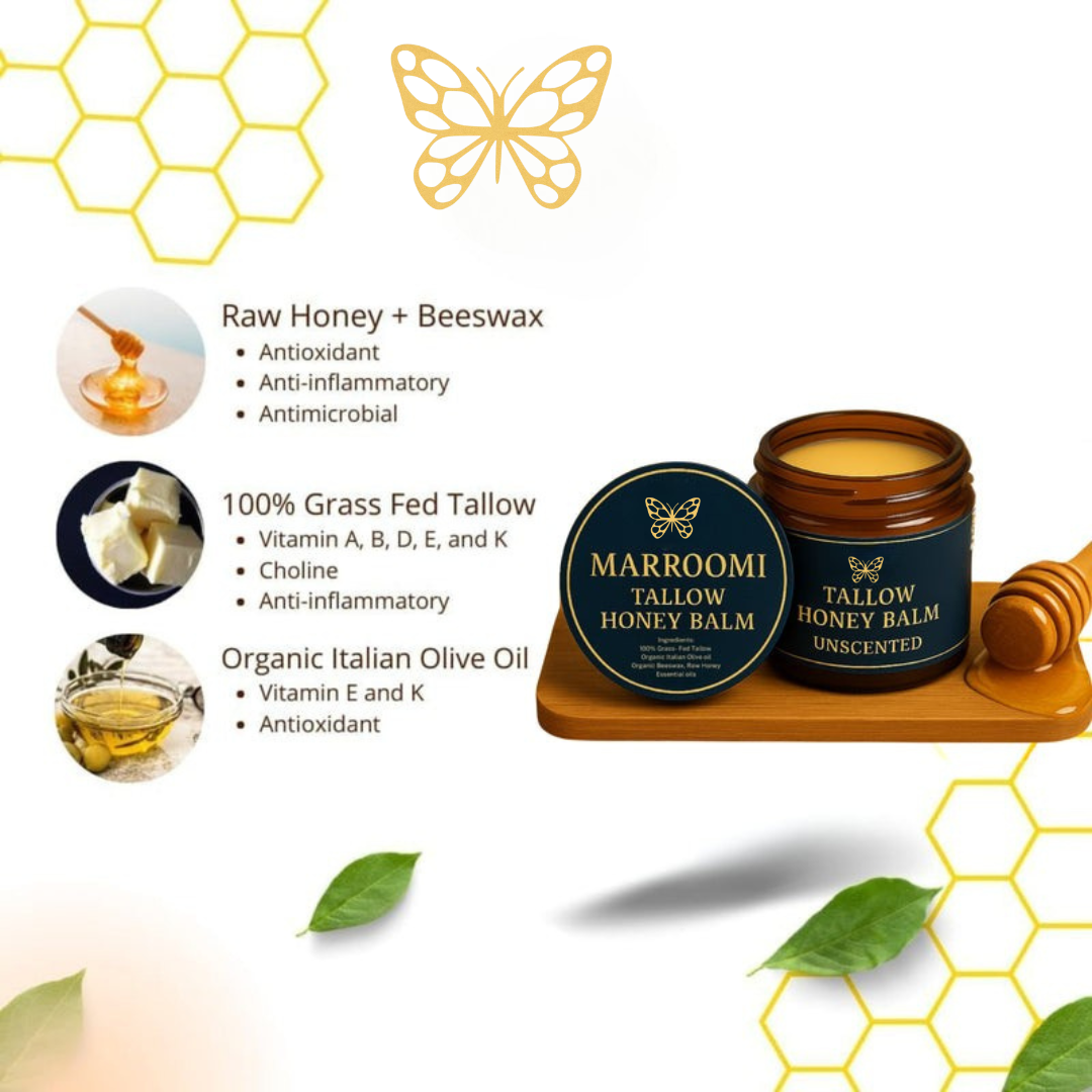 Organic Grass-Fed Beef Tallow with Raw Honey (Unscented)