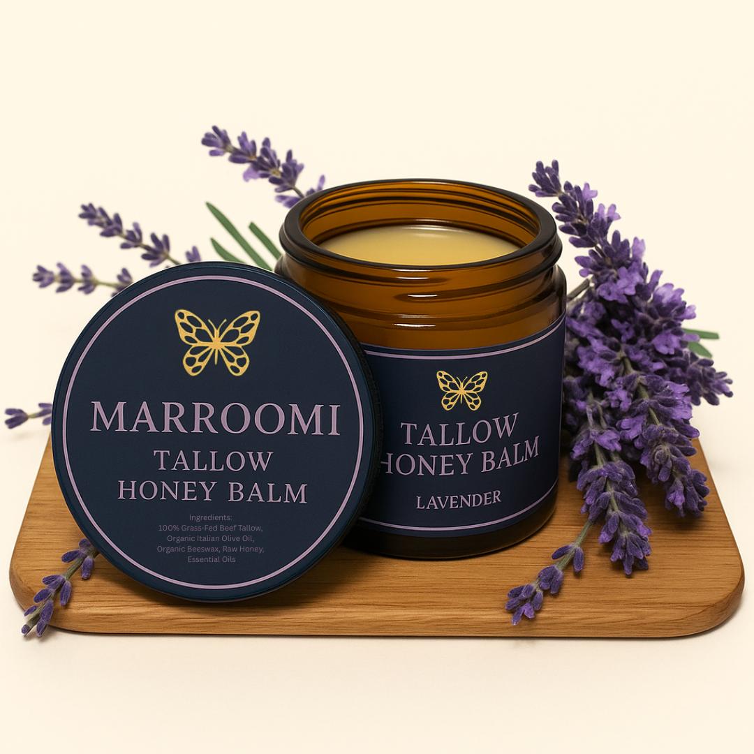 Organic Grass-Fed Beef Tallow Balm With Raw Honey (Lavender Scent)
