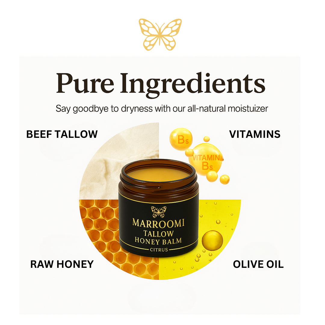 Organic Grass-Fed Beef Tallow Balm With Raw Honey