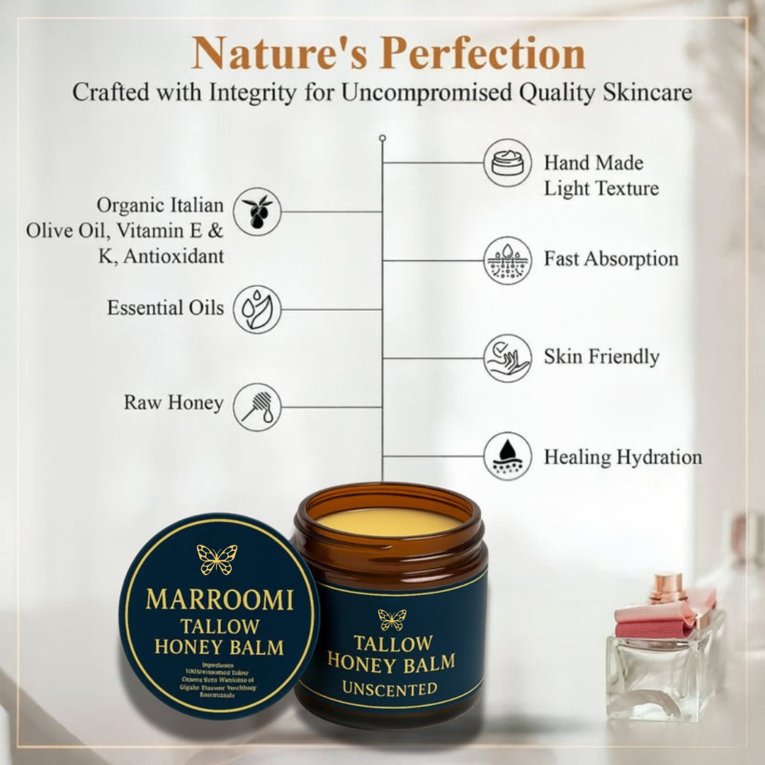 Organic Grass-Fed Beef Tallow with Raw Honey (Unscented)