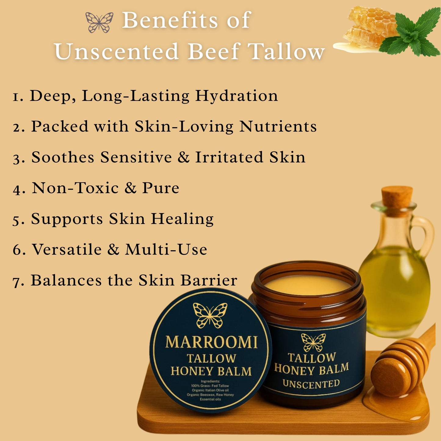 Natural Nourishment Duo – Tallow Honey Balm + Lip Oil