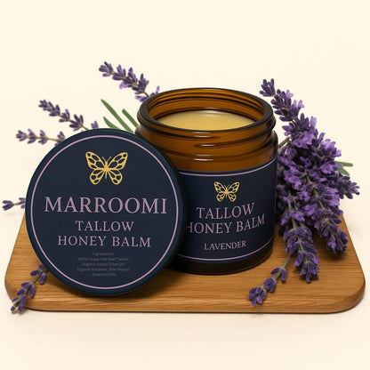 Organic Grass-Fed Beef Tallow Balm With Raw Honey (Lavender Scent)