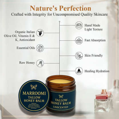 Organic Grass-Fed Beef Tallow with Raw Honey (Unscented)