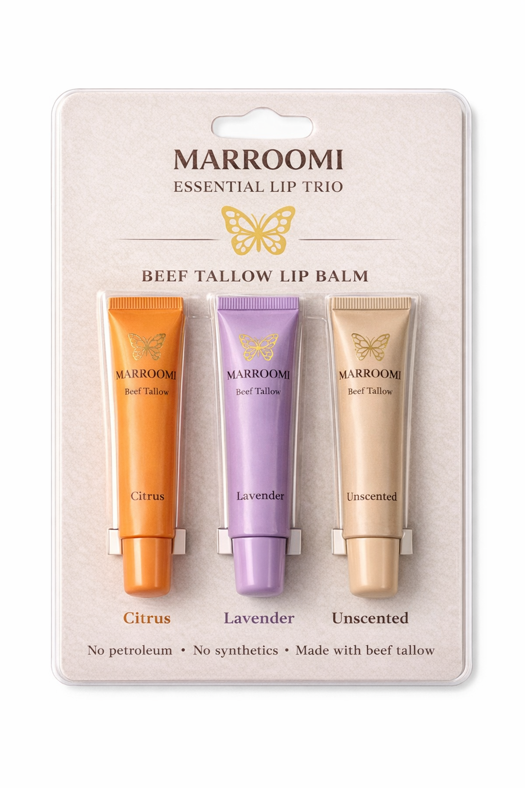 Marroomi Essential Lip Trio  Beef Tallow Lip Balm