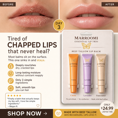 Marroomi Essential Lip Trio  Beef Tallow Lip Balm