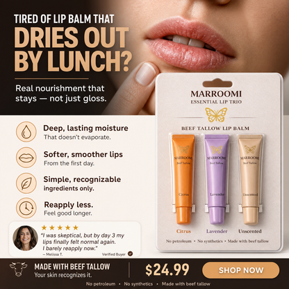 Marroomi Essential Lip Trio  Beef Tallow Lip Balm